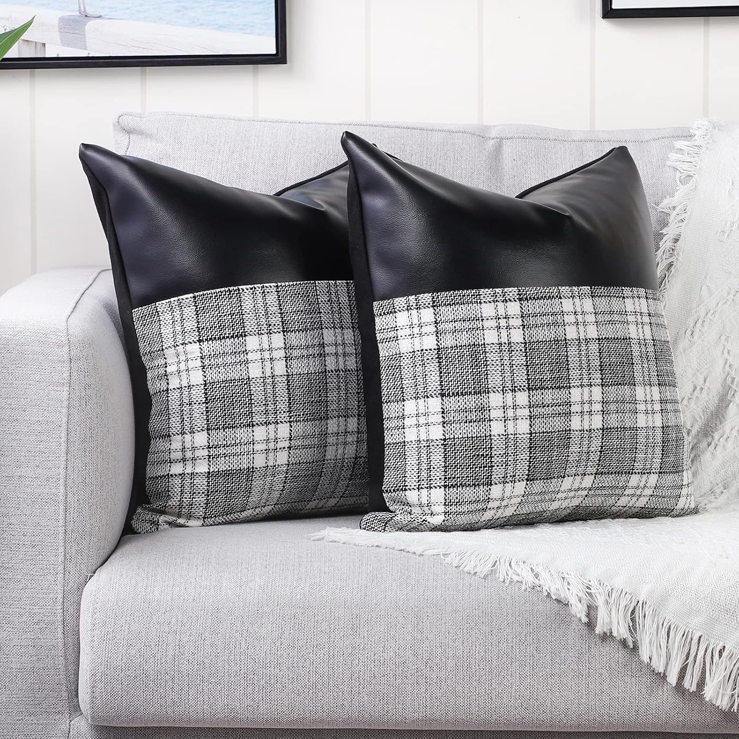 Pillow Covers Cushion Cases Soft Leather and Cotton (23 × 22 Inch / 1 Pair / 2 Pc) Pillow Covers Cushion Cases Soft Leather and Cotton (23 × 22 Inch / 1 Pair / 2 Pc)